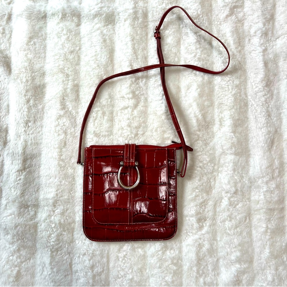 Brighton Messenger Red Crocodile Leather Bag